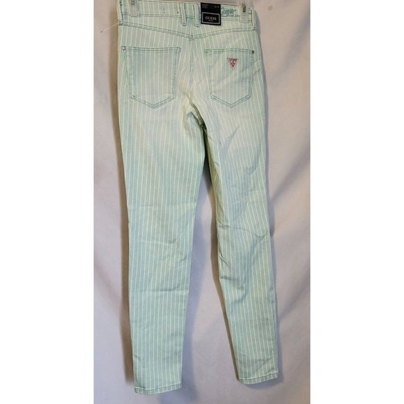 Women's Guess 1981 Skinny High Rise Vintage Aqua Striped Jeans Size 26*29, NWT - Picture 7 of 9